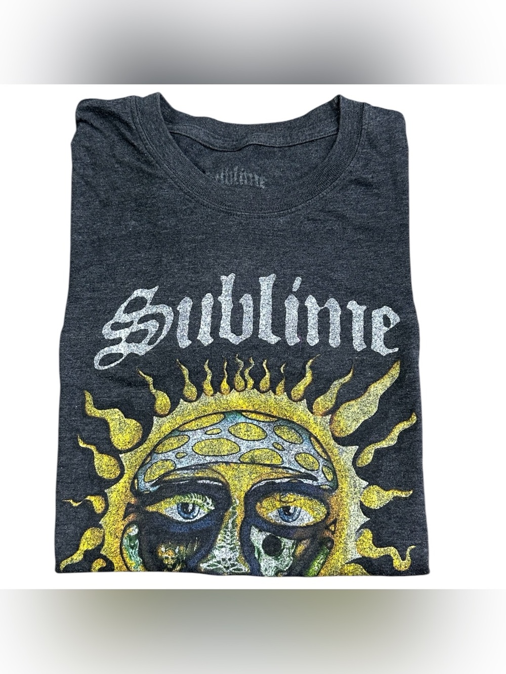 Sublime Sun Logo Band Tee Gray Graphic Shirt Adult Small